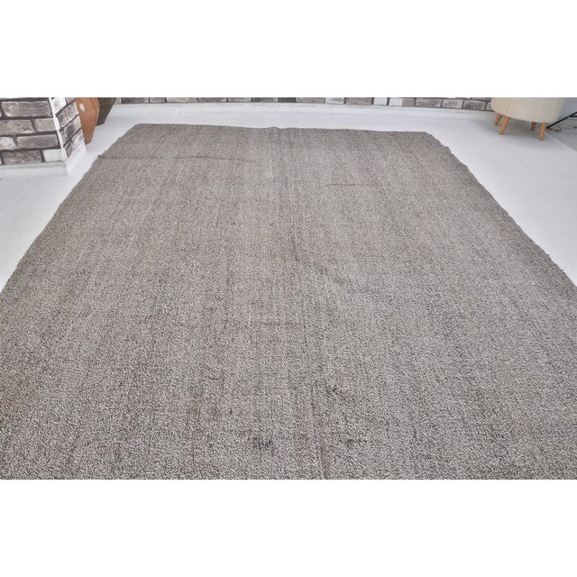 Turkish Vintage Mid-Century Turkish Striped Kilim Rug With Muted Earth Tones For Sale - Image 3 of 10