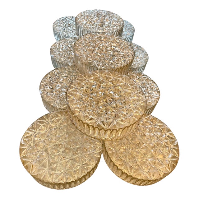 Mid-Century Round Clear Glass Wall Sconce or Flush Mount, Germany, 1960, Set of 20 For Sale