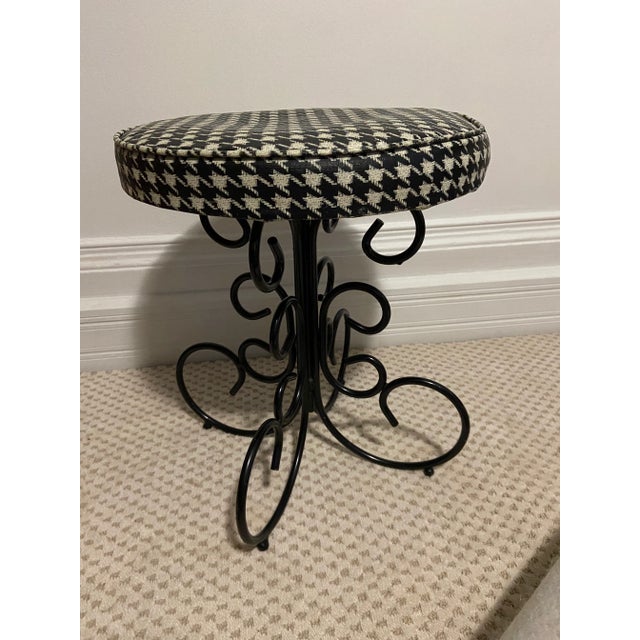 Mid 20th Century Vintage Wrought Iron Spanish Villa Stool For Sale - Image 5 of 8