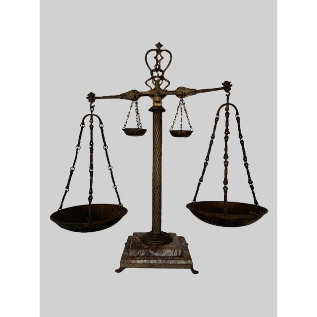 20th Century Jewelers Balance Plate in Brass and Marble For Sale - Image 11 of 11