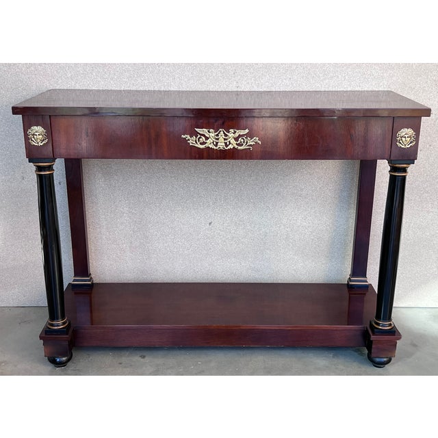 Late 19th Century Biedermeier Console With Ebonized Columns and Bronze Mounts and Drawer For Sale - Image 5 of 12