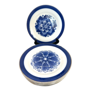 1980s Bombay Asian Garden Floral Rosette Desert Plates Set of 6