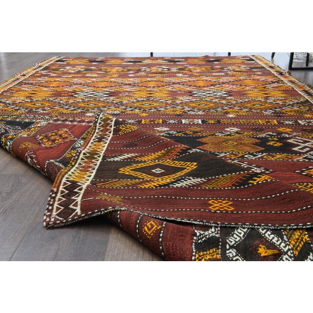 Vintage Turkish Oushak Handmade Wool Cotton Red Area Rug For Sale - Image 4 of 12