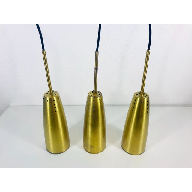 1950s Mid-Century Modern Brass Pendant Lamps, Germany - Set of 3 For Sale - Image 9 of 13