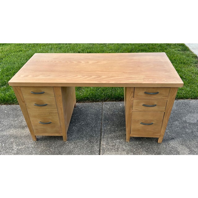 Vtg. Ethan Allen Light Oak Transitional Style Computer/Writing Desk For Sale - Image 11 of 14
