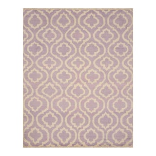 10x14 Purple Hand-Knotted Wool Ogee Lattice Geometric Modern Carpet Rug For Sale