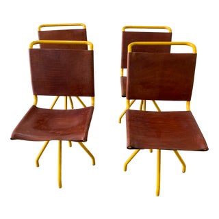 Leather Chairs, 1950s, Set of 4 For Sale
