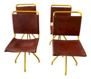 Leather Chairs, 1950s, Set of 4