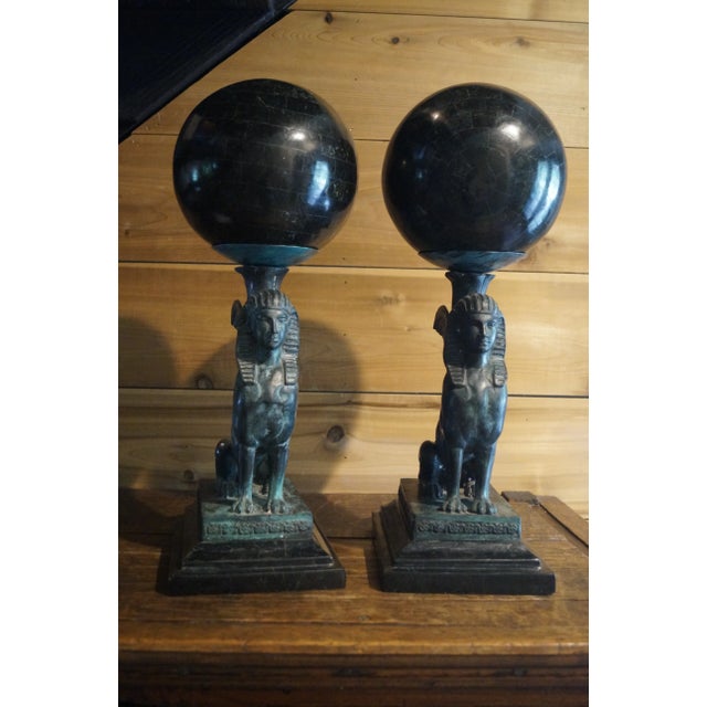 1980s Maitland-Smith Egyptian Revival Sphinx Pair For Sale In San Antonio - Image 6 of 13
