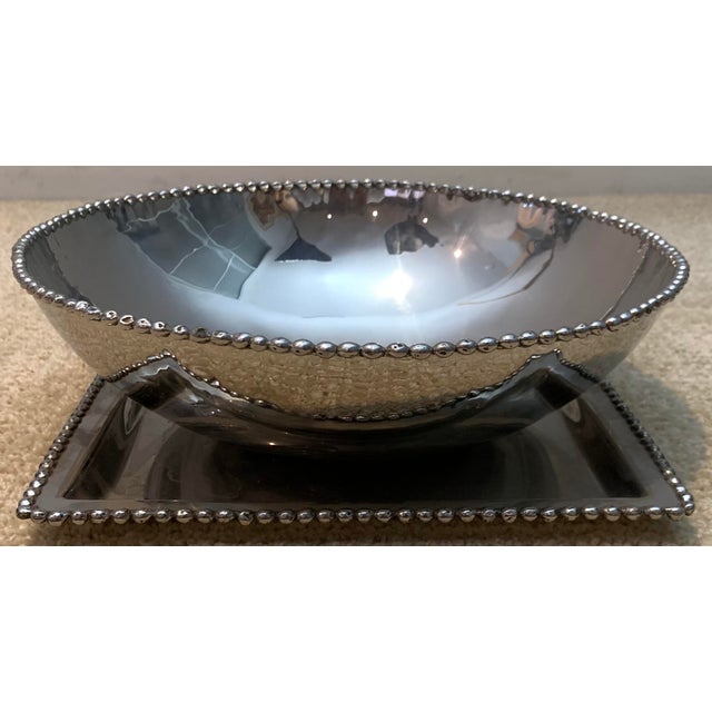 Michael Aram Late 20th Century Michael Aram Molten Beaded Edge Serving Bowl and Matching Platter Set For Sale - Image 4 of 11