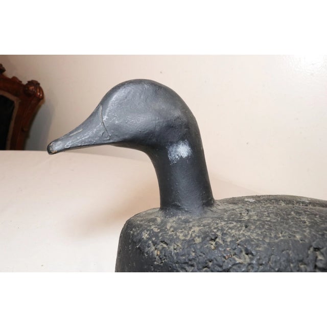 Antique Hand Carved Wood Folk Art Black Goose Duck Decoy Bird Sculpture SDG For Sale In New York - Image 6 of 12