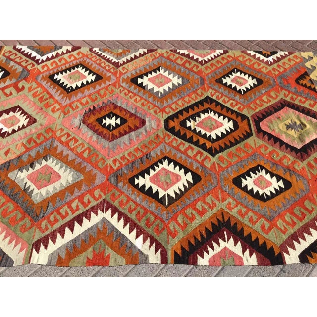 Rustic Burnt Orange Bohemian Kilim Rug - 68" X 109" For Sale - Image 3 of 11