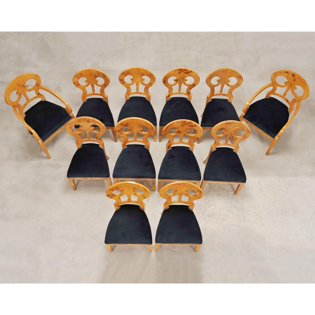 Biedermeier Set of Twelve Viennese Biedermeier Style Burlwood Dining Chairs For Sale - Image 3 of 18