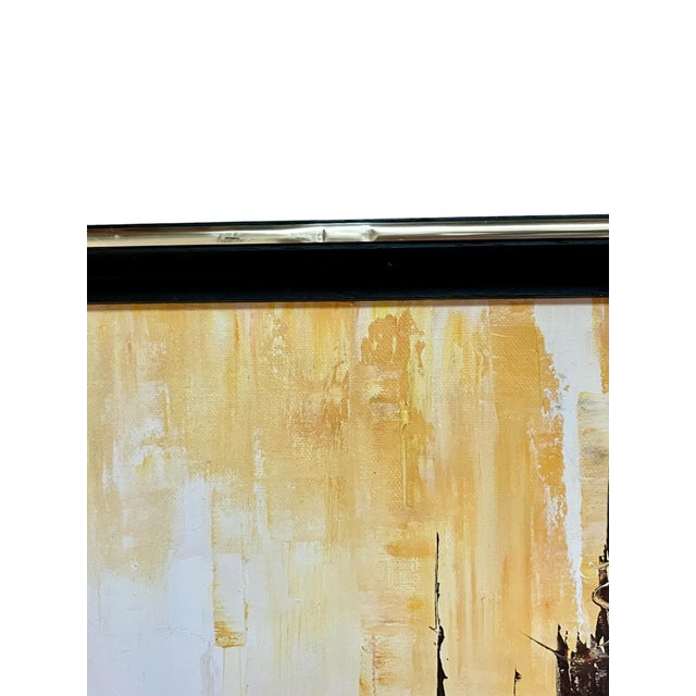 Mid-Century Modern Vintage Mid Century Modern Abstract Cityscape Oil on Canvas For Sale - Image 3 of 15