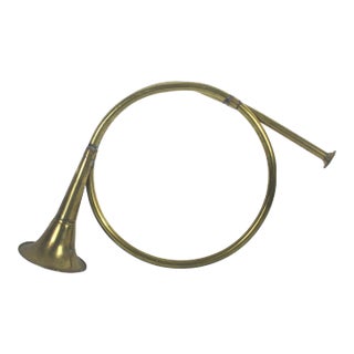 Vintage Large Brass Horn Ornamental Trumpet Christmas For Sale