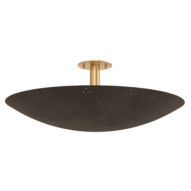 Metal Hudson Valley Lighting Bern 28 in. 3 Light Flush Mount in Vintage Brass and Bronze Finish For Sale - Image 7 of 7