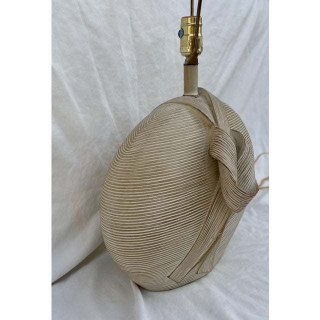 1980's Draped Ribbon Sculptural Plaster Table Lamp For Sale - Image 10 of 10