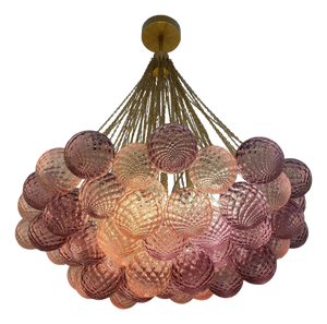 Clouds of Pink and Ametista Ballotton Spheres Chandelier in Murano Glass by Simoeng