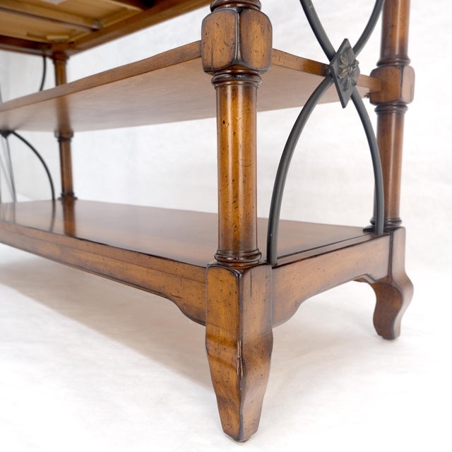 Brown Liz Clairborne Spanish Colonial 2 Drawers 3 Tier Fruitwood Sideboard Server MINT For Sale - Image 8 of 18