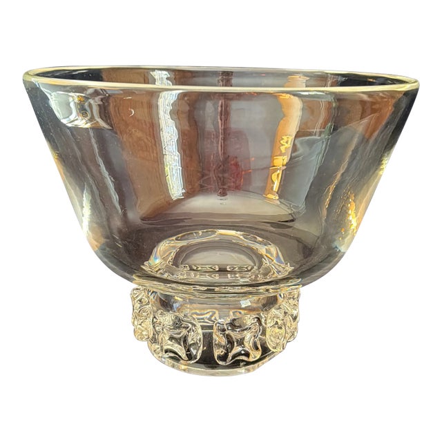 Mid 20th Century Steuben Crystal Footed Pedestal Punch Bowl For Sale