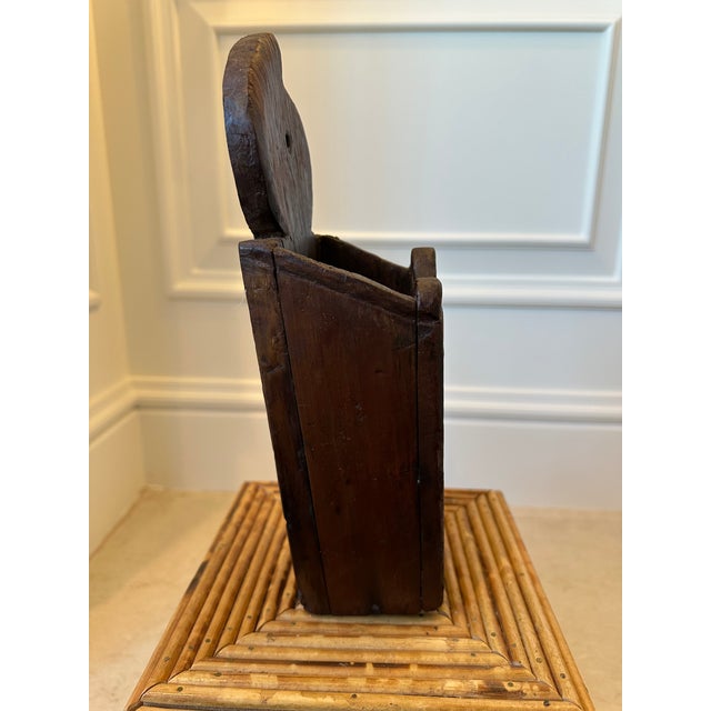 Vintage English Handcarved Rustic Wooden Candle Box For Sale - Image 11 of 14