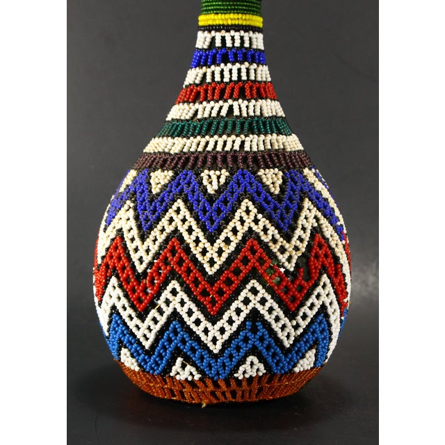 Beaded Glass Bottle With Maasai Geometric Patterns For Sale In Houston - Image 6 of 18