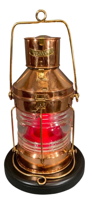 Copper "Not Under Command" Ship's Lantern with Glass Fresnel Lens by Meteorite