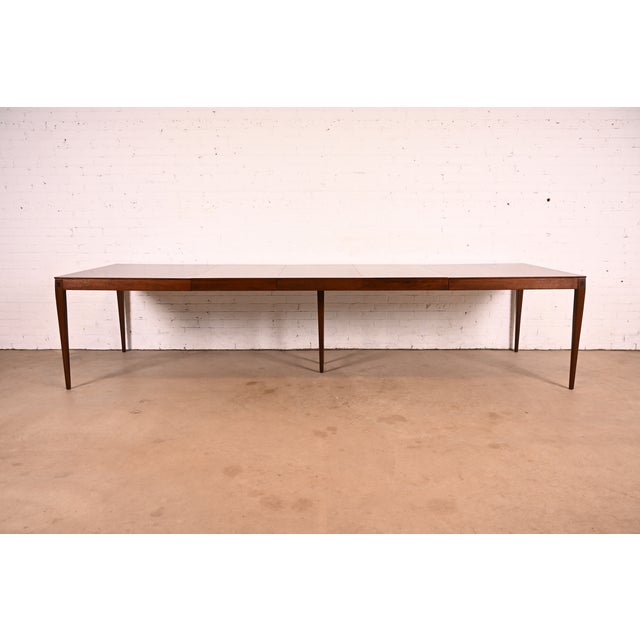 Kipp Stewart for Directional Mid-Century Modern Walnut Extension Dining Table | Newly Refinished For Sale In South Bend - Image 6 of 16