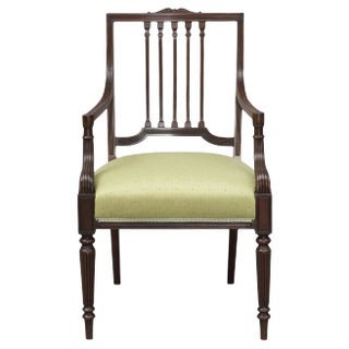 English Mahogany Open Armchair, circa 1860 For Sale