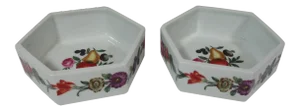 1960s Hand Painted French Octagon Nut Bowls - a Pair