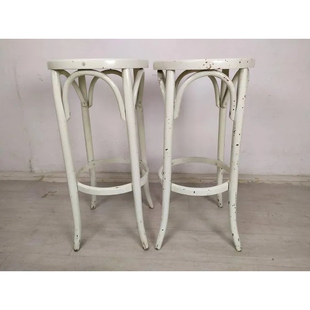 Set of Wooden Bistro Stools, 1930s For Sale - Image 11 of 11