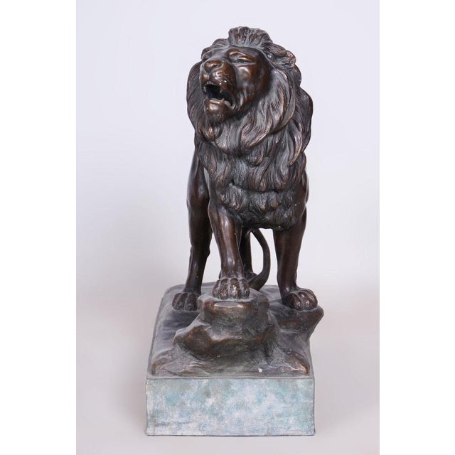 Art Deco Sclpture of Lion in Ceramic and Bronze from Goldscheider, Vienna, Austria, 1910s For Sale - Image 10 of 14