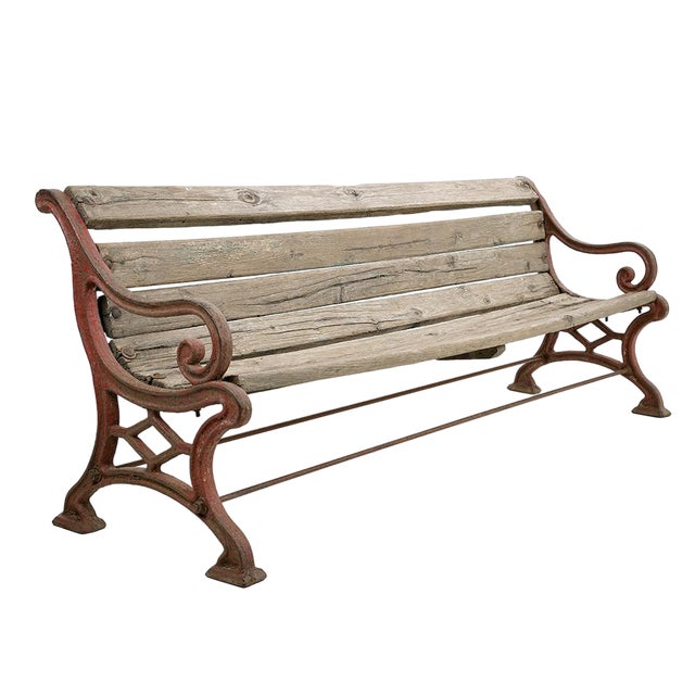 Cast Iron and Wood Garden Bench For Sale