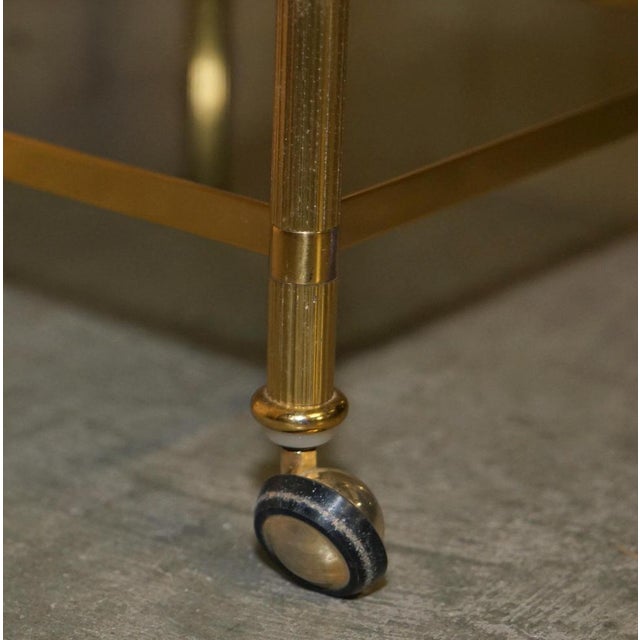 Mid-Century Modern Three Tier Tables in Brass and Smoked Glass, Set of 2 For Sale - Image 12 of 18