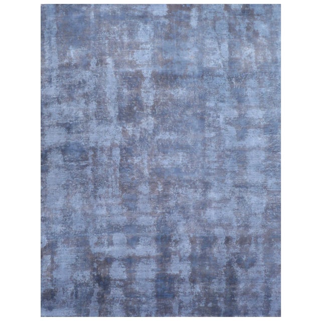 Blue Luton Blue Hand loom Bamboo/Silk Area Rug - 8'x10' For Sale - Image 8 of 8