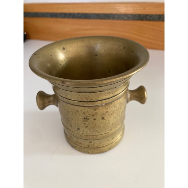Antique Brass Apothecary Mortar and Pestle For Sale - Image 4 of 7