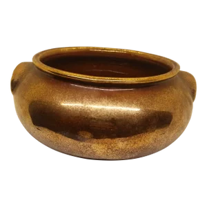 Vintage George's Briard Usa Ceramic Low Gold/Brown Vase