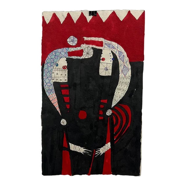 2011 Modern Art Black & Red Ink Drawing Oaxaca Mexico For Sale