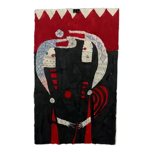 2011 Modern Art Black & Red Ink Drawing Oaxaca Mexico