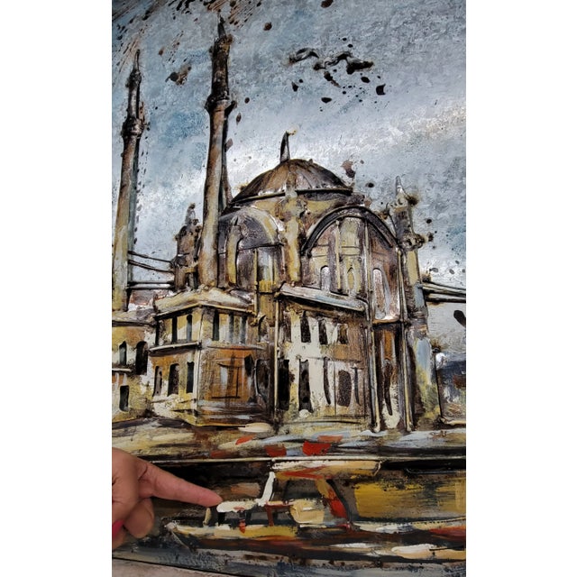 Mid 20th Century Hagia Sophia Church Mosque Istanbul Turkey Turkish Scene 3D Mixed Media Wall Art Metal Wood Art For Sale - Image 5 of 12