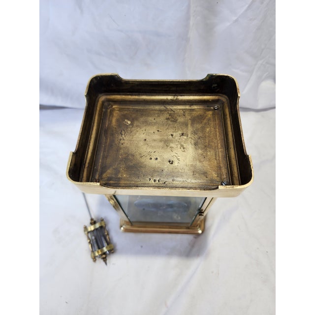 Antique French H&h Crystal 8-Day Regulator Clock - Gilt Brass & Beveled Glass For Sale - Image 10 of 12