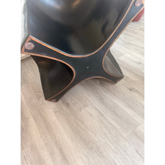 Paint Round Black Lacquer Table by Robert Kuo, Hand Repousse, Limited For Sale - Image 7 of 7