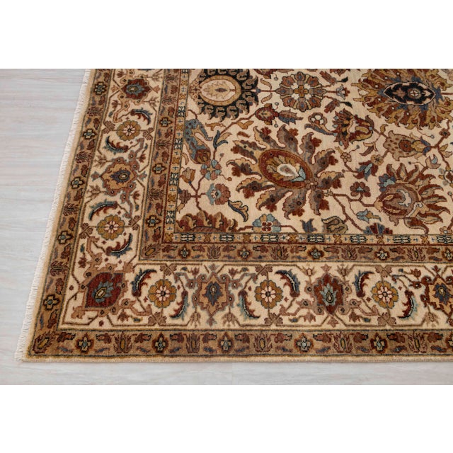 Textile Ivory Cream Persian Tabriz Soft Hand Knotted Wool Rug 4x6Ft. For Sale - Image 7 of 18