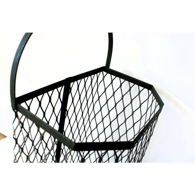 Mid-Century French Rolling Market Basket Cart For Sale - Image 4 of 7