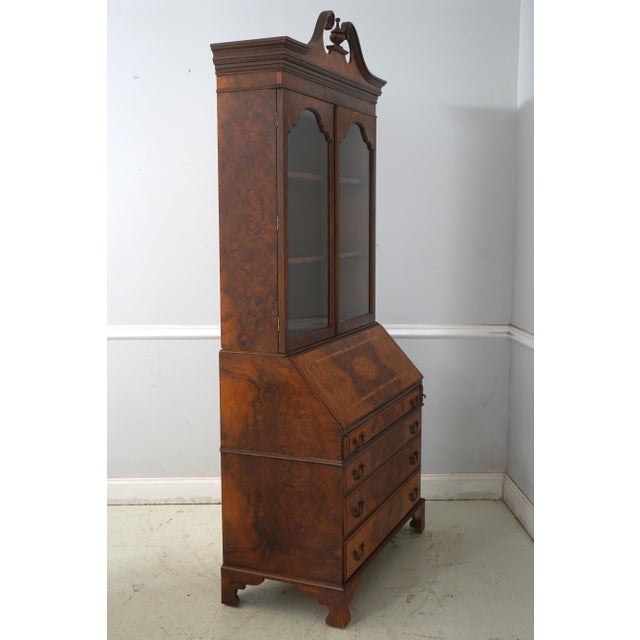 Age: Approx: 60 Years Old Details: Dovetailed Drawer Construction Bookcase Top Tooled Leather Writing Surface w. Maple...