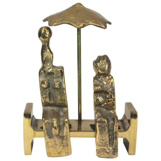 Mid 20th Century Modern Bronze "Rendez-Vous D'Amour" Abstract Original Figurative Polished Bronze Sc For Sale - Image 4 of 4