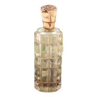 Glass Perfume Bottle with Gold Lid For Sale