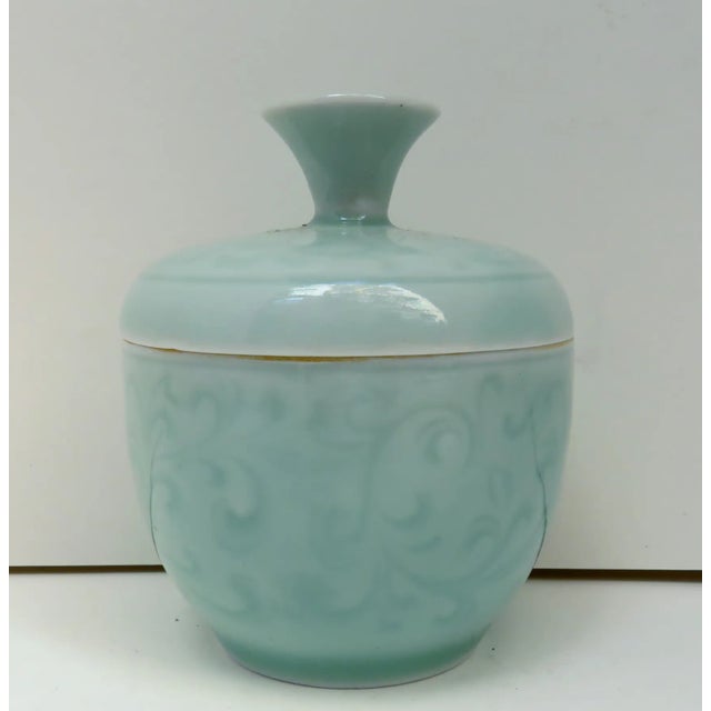 Late 20th Century Vintage Small Celadon Lidded Container For Sale - Image 5 of 5