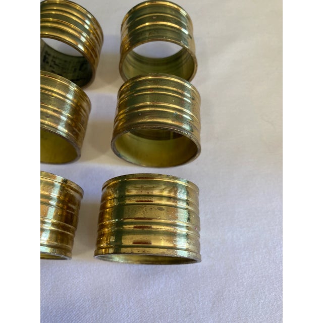 Mid-Century Modern 1960's Solid Brass Napkin Rings- Set of 6 For Sale - Image 3 of 8