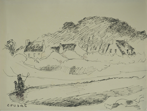 Roger Crusat, Le village côtier, Felt Tip Pen on Paper
